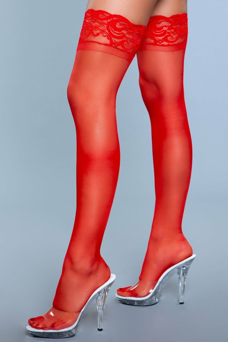 1919 Lace Over It Thigh Highs Red Luxe Cartel